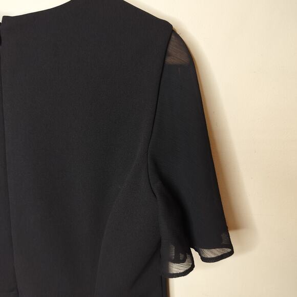 Calvin Klein Black Chiffon Sleeve Dress Sheath - Picture 10 of 11